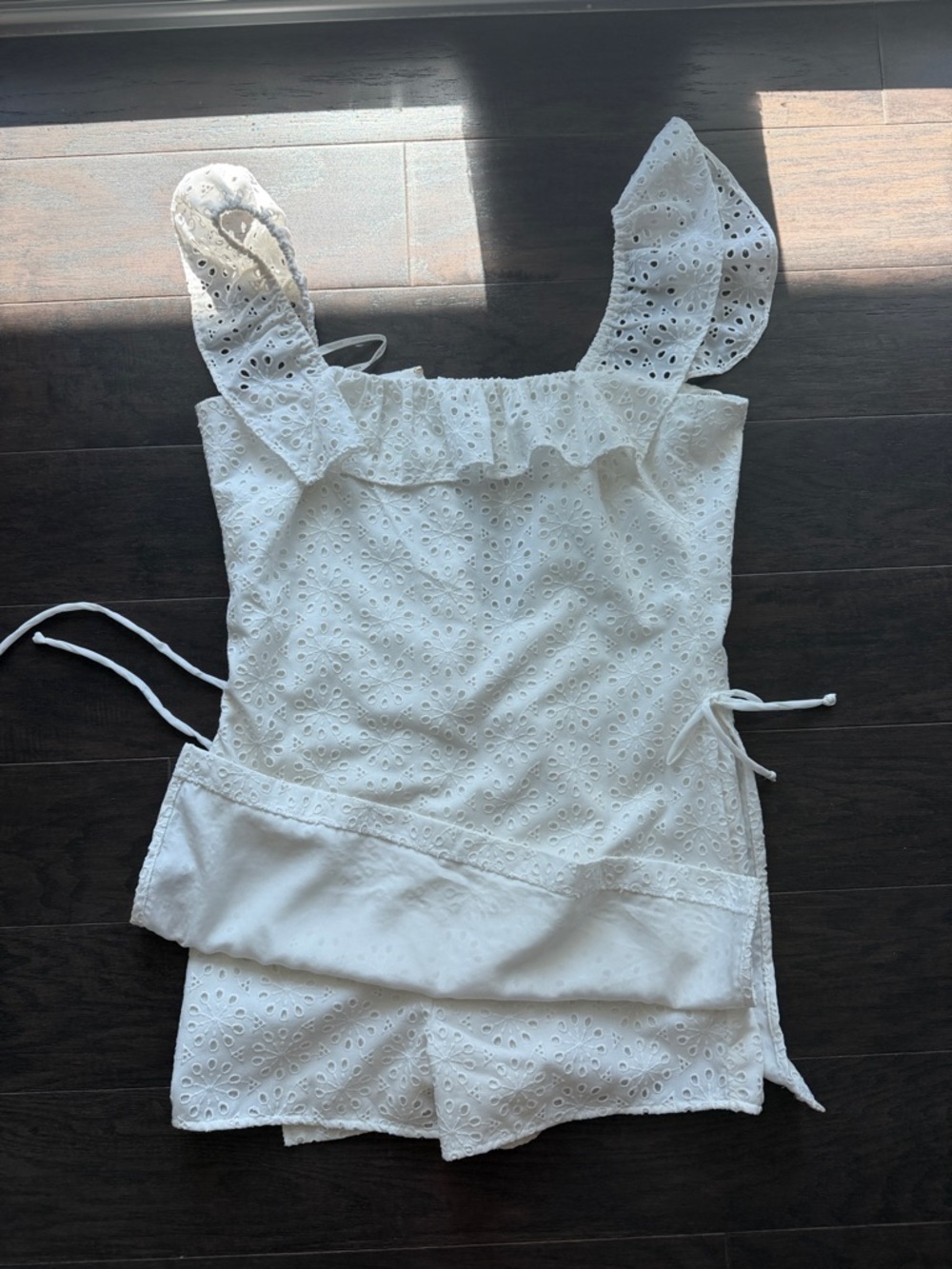 White Eyelet Ruffle Romper